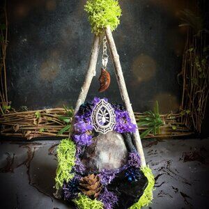 Midnight Moon Witchy Fire Quartz Crystal Fairy door